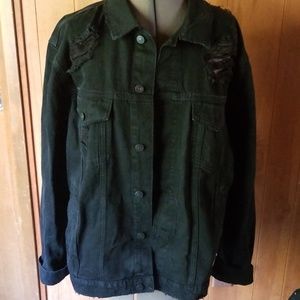 H&M super distressed black denim jacket by Divided